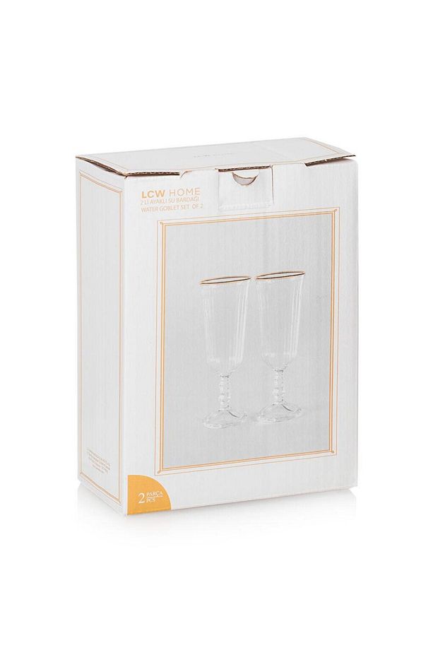 LCW HOME Renksiz Ayaklı Cam Su Bardağı 2'li 120 Ml - 4