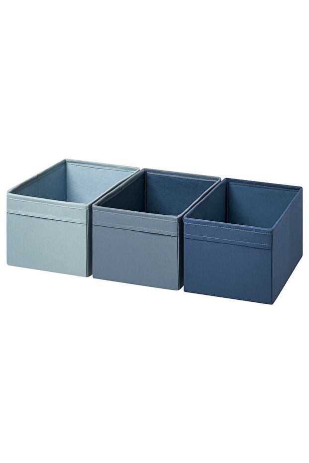 DRÖNA Box, set of 3, blue, 18 x 25 x 15 cm