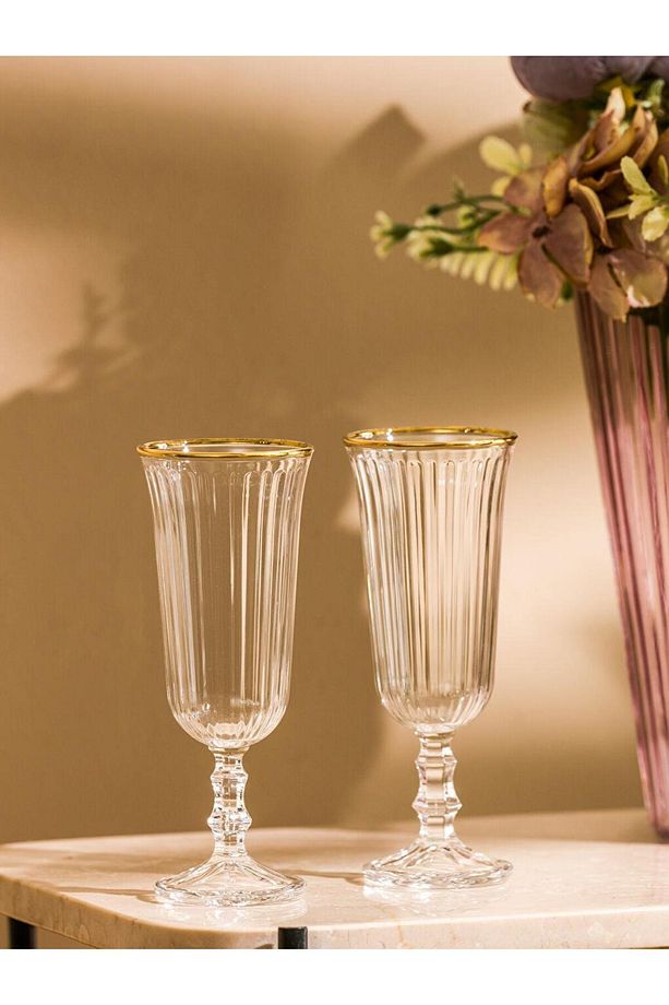 LCW HOME Renksiz Ayaklı Cam Su Bardağı 2'li 120 Ml - 2