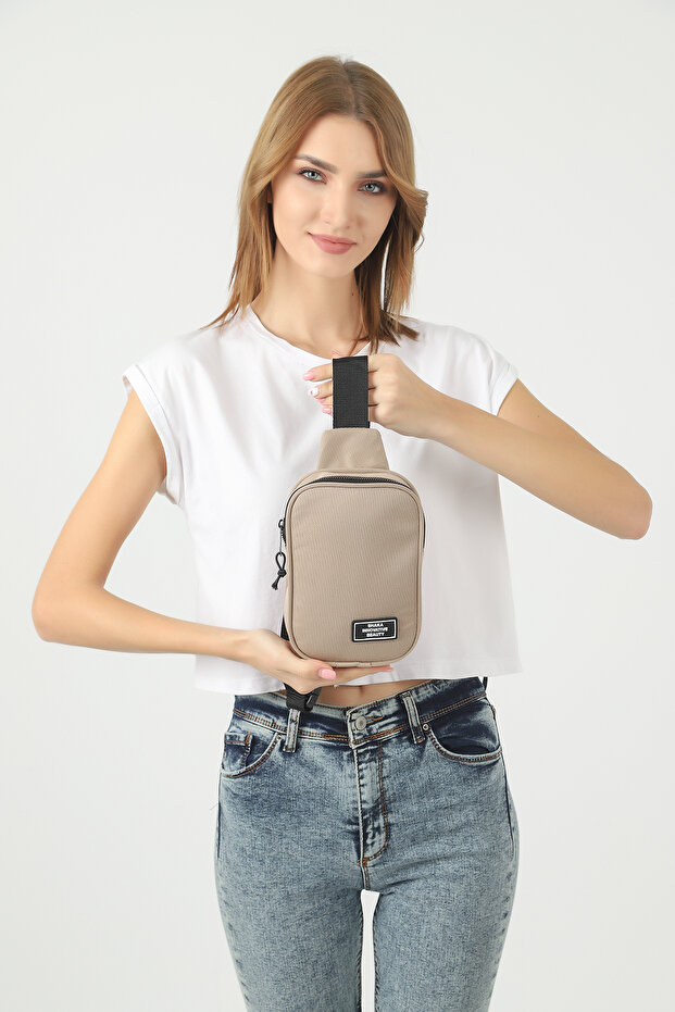 Mink U19 Single Zipper Compartment Adjustable Strap Unisex Crossbody Waist and Shoulder Bag L:21 E:15 W:4