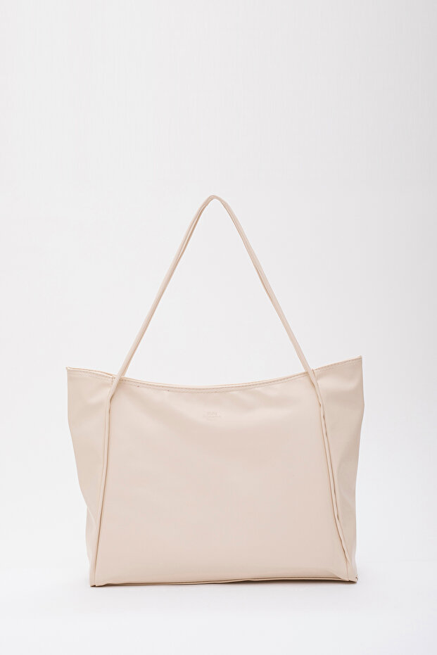 Cream Shk90 Faux Leather Hand, Arm and Shoulder Shopper Bag with Internal Compartment and Zipper