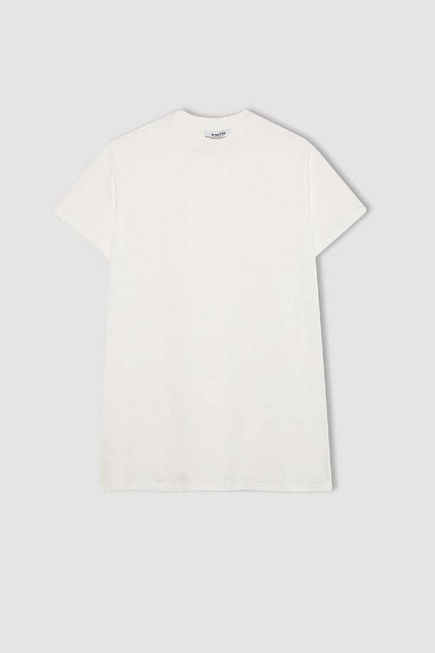 Regular Fit Bisiklet Yaka Basic Düz Kısa Kollu %100 Pamuk Tunik A8351ax24sp - 7