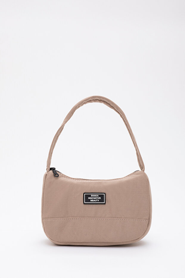 Mink U11 Single Zipper Compartment Daily Sports Baguette Canvas Fabric Women's Hand and Shoulder Bag B:16 E: 26