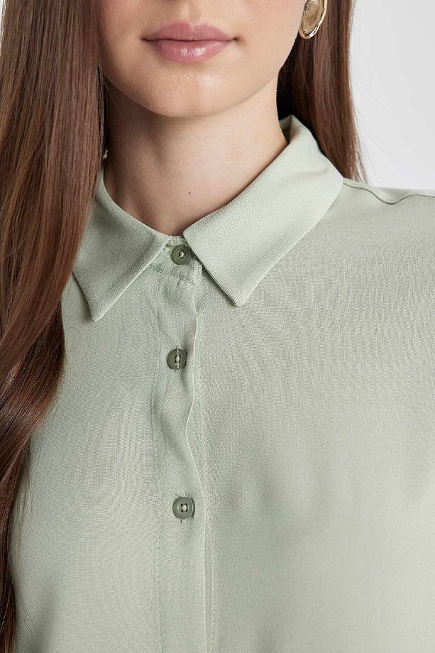 Regular Fit Basic Düz Uzun Kollu Gömlek Tunik Z3538az24sp - 4
