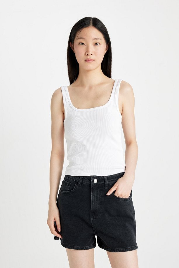 Mom Fit Yüksek Bel Dar Paça Jean Şort C0685AX24SM - 4