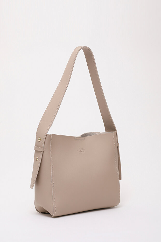 Mink Shk185 Faux Leather Snap Fastener Standard Handle Strap Hand, Arm and Shoulder Bag