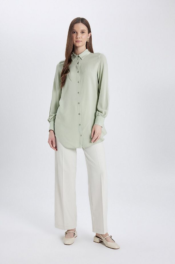Regular Fit Basic Düz Uzun Kollu Gömlek Tunik Z3538az24sp - 2