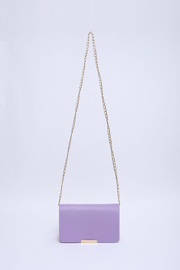 Lilac Shk186 Faux Leather Single Compartment Snap Chain Strap Hand, Arm and Shoulder Bag