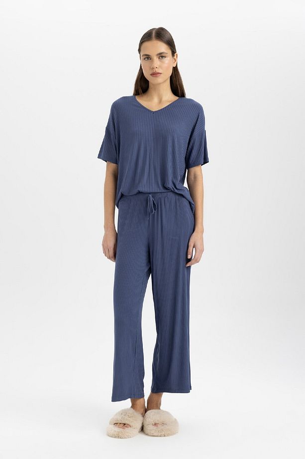 Regular Fit V Yaka Kısa Kollu Casual Pijama Üstü-fall In Love B6181ax24sp - 2