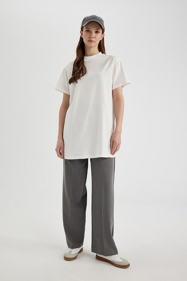 Regular Fit Bisiklet Yaka Basic Düz Kısa Kollu %100 Pamuk Tunik A8351ax24sp - 2