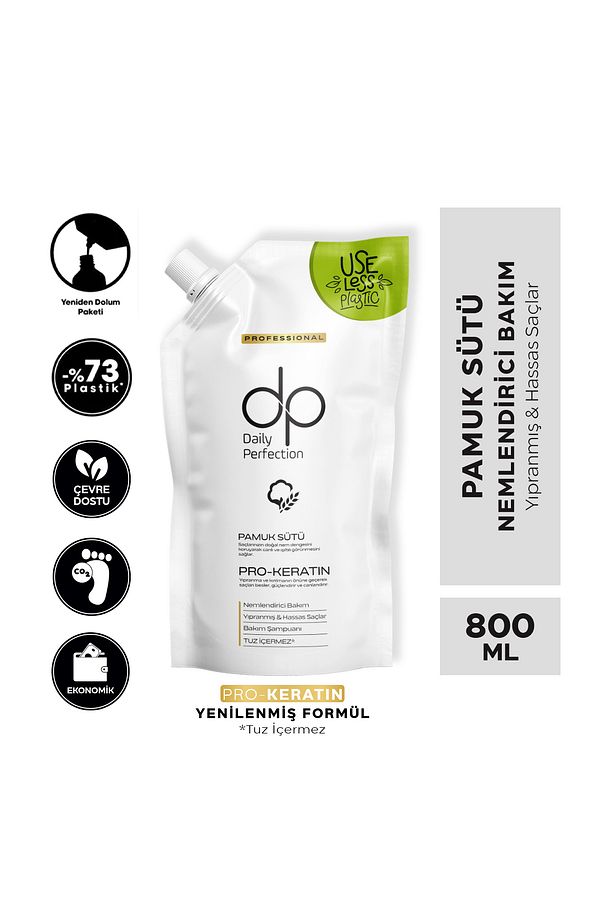 Şampuan Pamuk Sütü 800 ml Çevre Dostu ve Yeniden Doldurulabilir Ekonomik Paket - 2