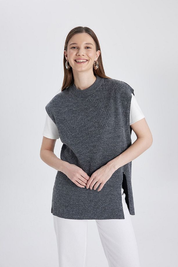 Regular Fit Bisiklet Yaka Basic Düz Triko Süveter B9829ax24sp - 3