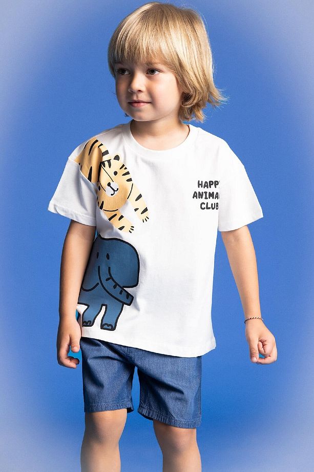 Erkek Bebek Basic Düz Beli Bağcıklı Jean Şort C2281a524sm - 2