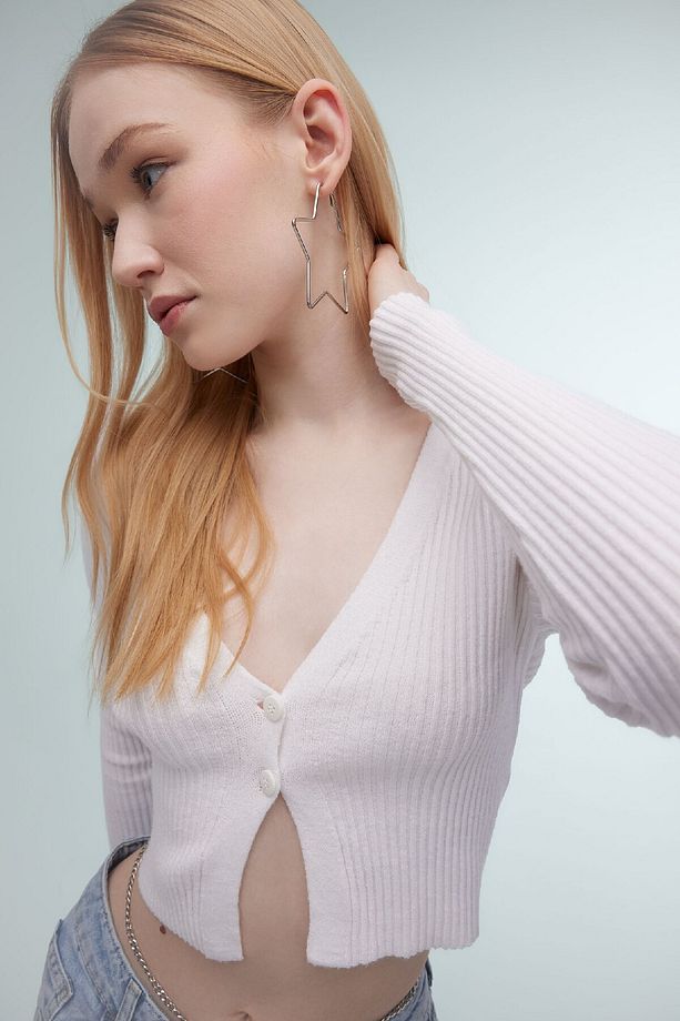 Coool Regular Fit Crop Düğmeli V Yaka Triko Hırka A2076ax24sp - 3