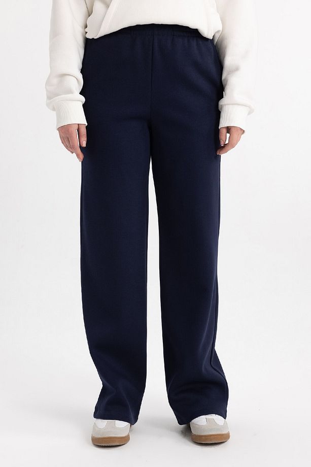 Straight Fit Beli Lastikli Eşofman Altı Cepli Yüksek Bel Kalın Basic Düz B8571ax24sp - 4
