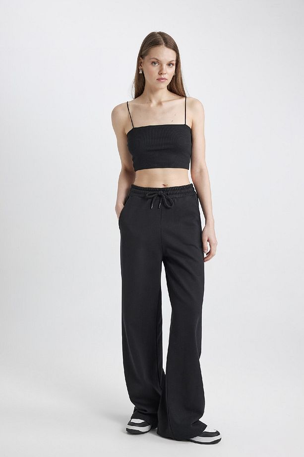 Coool Wide Leg Beli Lastikli Bağcıklı Cepli Bol Paça Basic Düz Eşofman Altı B3345ax24sp - 3