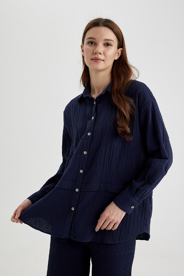 Relax Fit Müslin Uzun Kollu Gömlek Tunik C0299ax24sp - 4