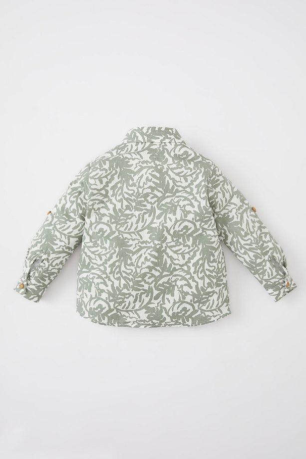 Erkek Bebek Desenli Flamlı Poplin Uzun Kollu Gömlek B9257a524sp - 5