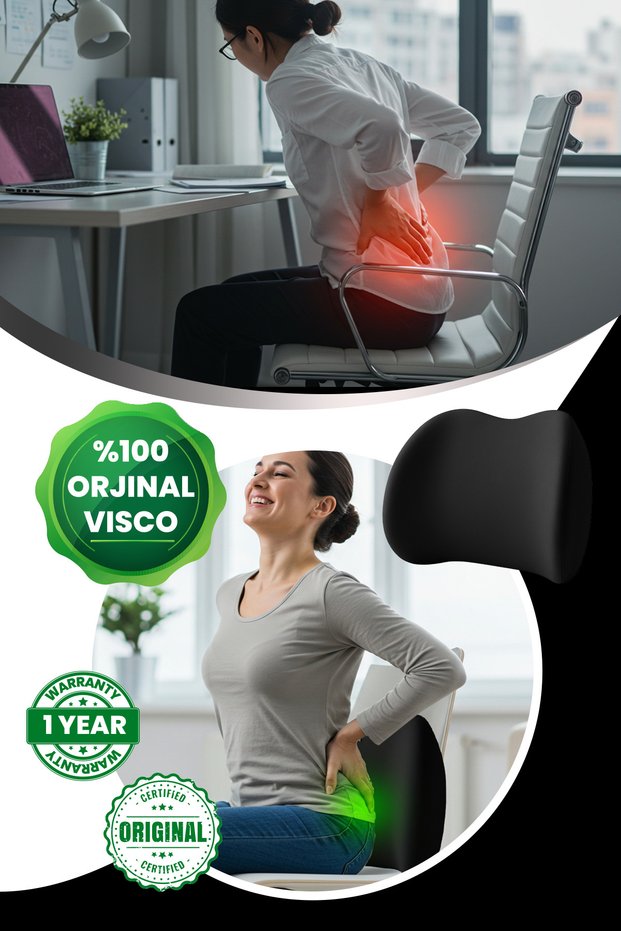 Orthopedic Visco Lumbar Pillow Back Cushion Visco Vehicle Lumbar Support Cushion Vehicle Back Pillow Black Color