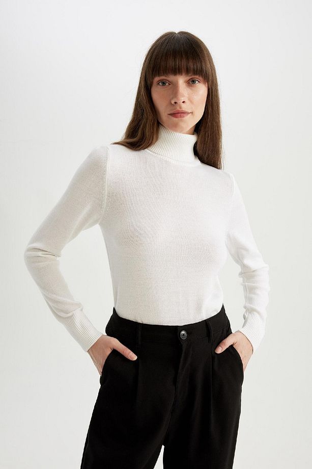 Regular Fit Yumuşak Dokulu Balıkçı Yaka Basic Düz Triko Kazak H1651az24wn - 4