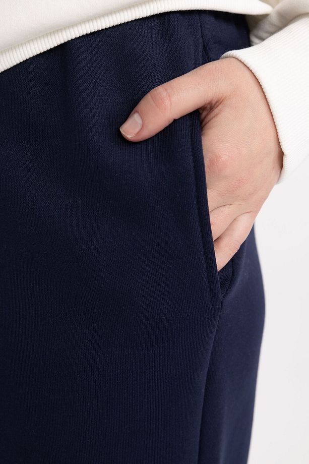 Straight Fit Beli Lastikli Eşofman Altı Cepli Yüksek Bel Kalın Basic Düz B8571ax24sp - 5