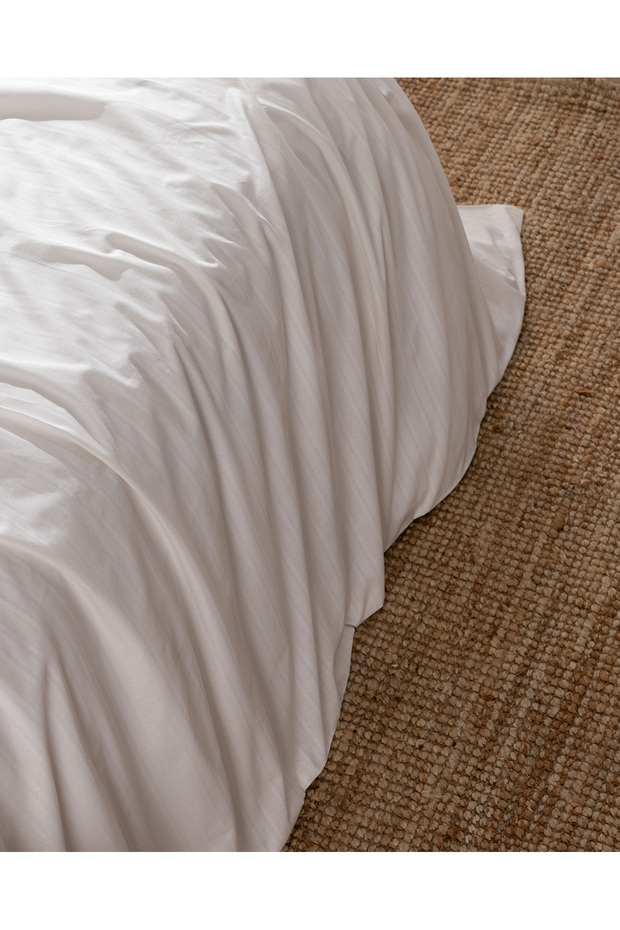 Melicia egyszemélyes pamut csíkos szatén paplanhuzat szett - Ecru - 6