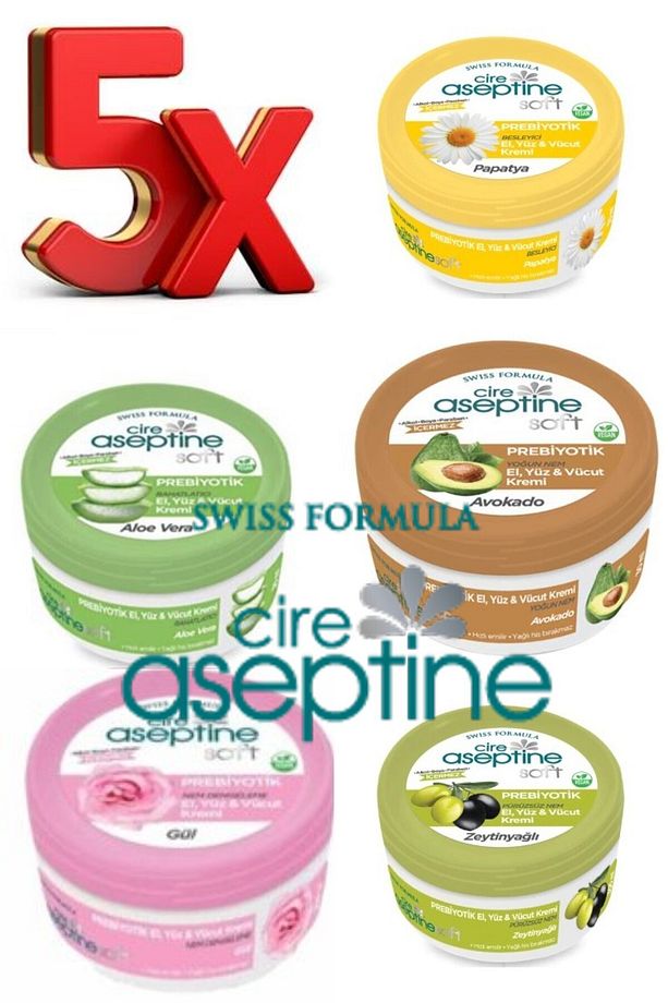 5 adet x Cire Aseptine Soft Prebiyotik El, Yüz & Vücut Kremi 30 ml Çanta Tipi Mini Boy 5 Çeşit karma - 3