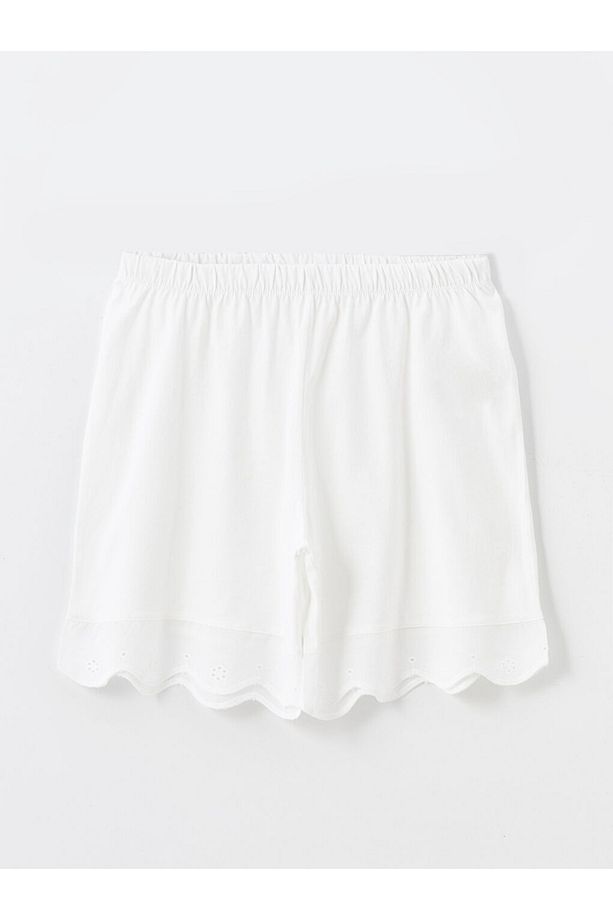 LCW DREAM Ekru Gömlek Yaka Dantel Detaylı Kısa Kollu Kadın Şortlu Pijama Takımı - 6