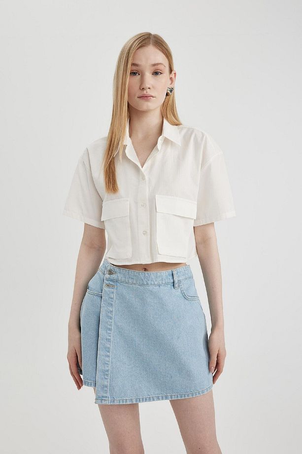 Coool Oversize Geniş Kalıp Poplin Kısa Kollu Gömlek C0739ax24sp - 4