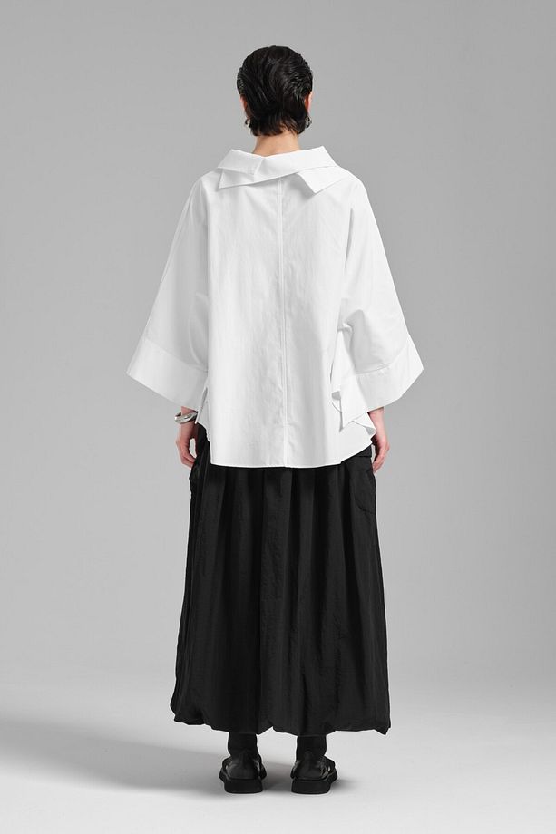 Kadın Dokuma Kumaş Oversize Tasarım Gömlek Bluz - 7