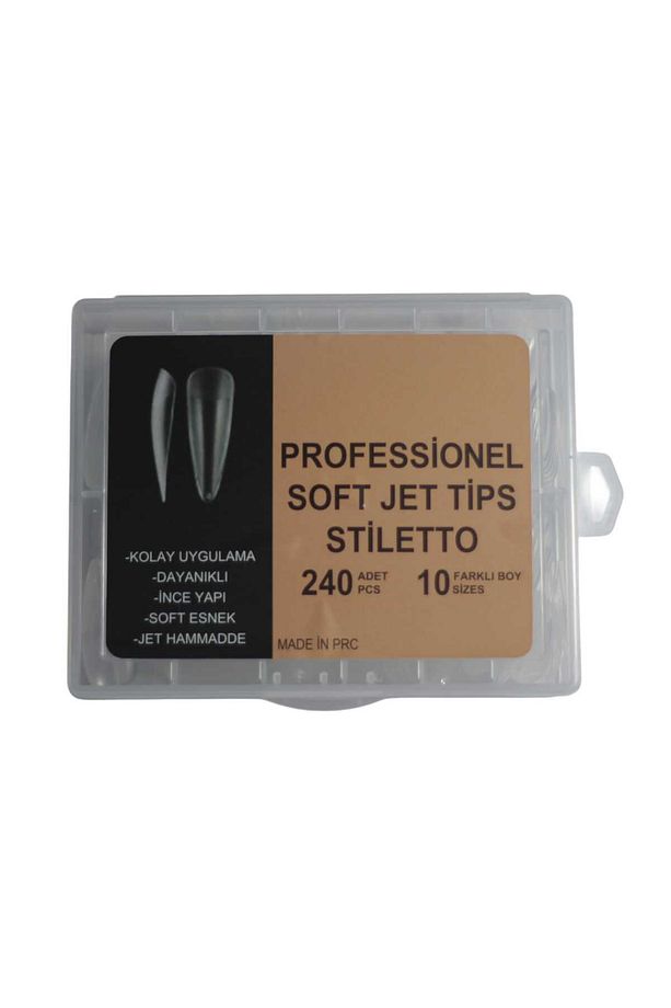 SOFT JEL TİPS STİLETTO 240 ADET HAZIR TÖRPÜLENMİŞ JEL TİPS - 1