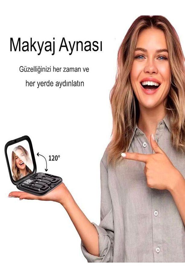 Aynalı, Standlı 8-in-1 Çok Işlevli Seyahat Seti - Type-c, Usb, Micro, Lightning Port Çevirici - 5