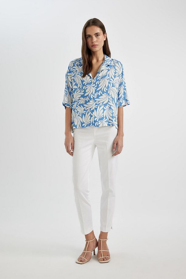 Regular Fit Desenli Pijama Yaka Kısa Kollu Gömlek C3389ax24sm - 2