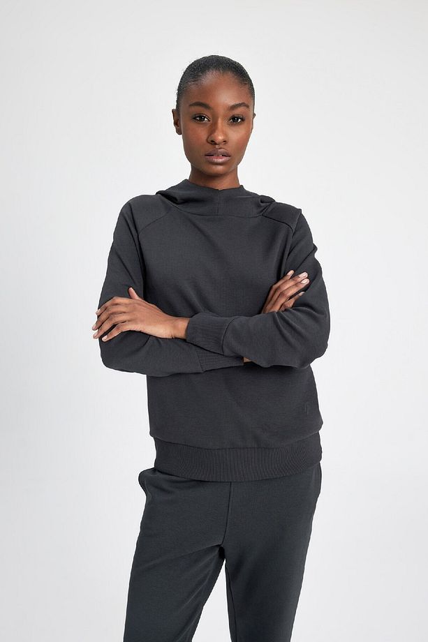 DeFactoFit Standart Fit Kapüşonlu Skuba Dalgıç Kumaş Sporcu Basic Düz Sweatshirt C2290AX24SP - 4
