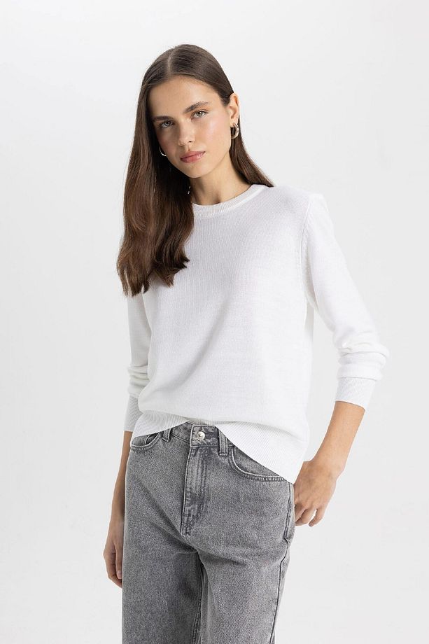 Regular Fit Yumuşak Dokulu Bisiklet Yaka Basic Düz Triko Kazak C0058ax24wn - 7