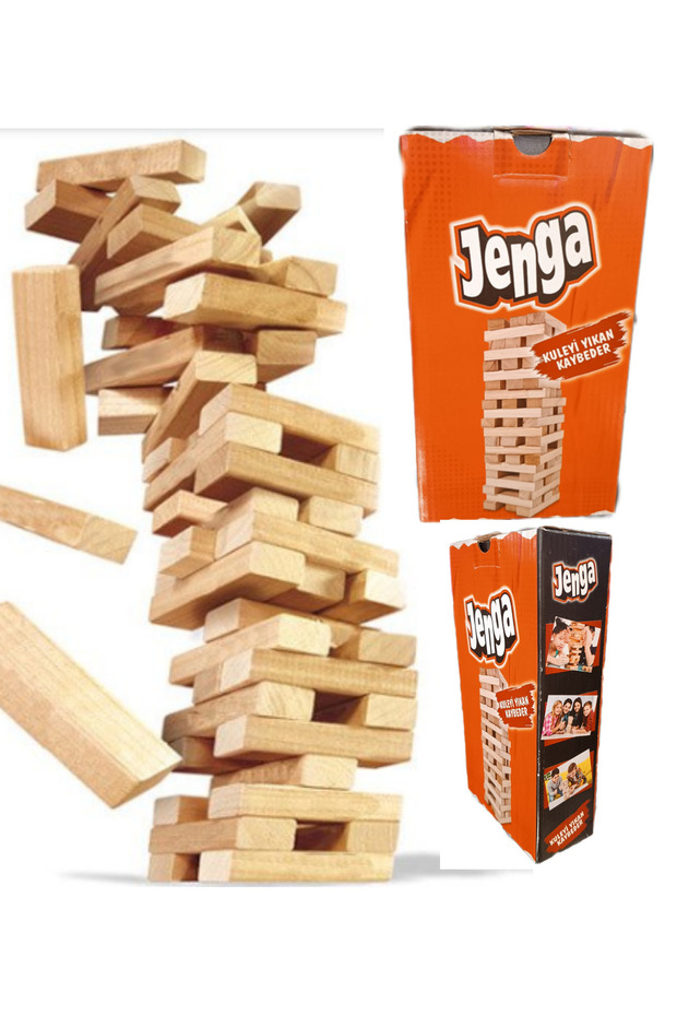 Jenga Game - Natural Wood 54 Blocks Jenga Game Stones - Box Game Good Quality