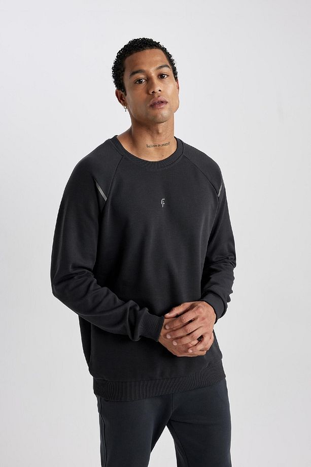 DeFactoFit Standart Fit Bisiklet Yaka Skuba Dalgıç Kumaş Sporcu Sweatshirt C2311AX24SP - 6