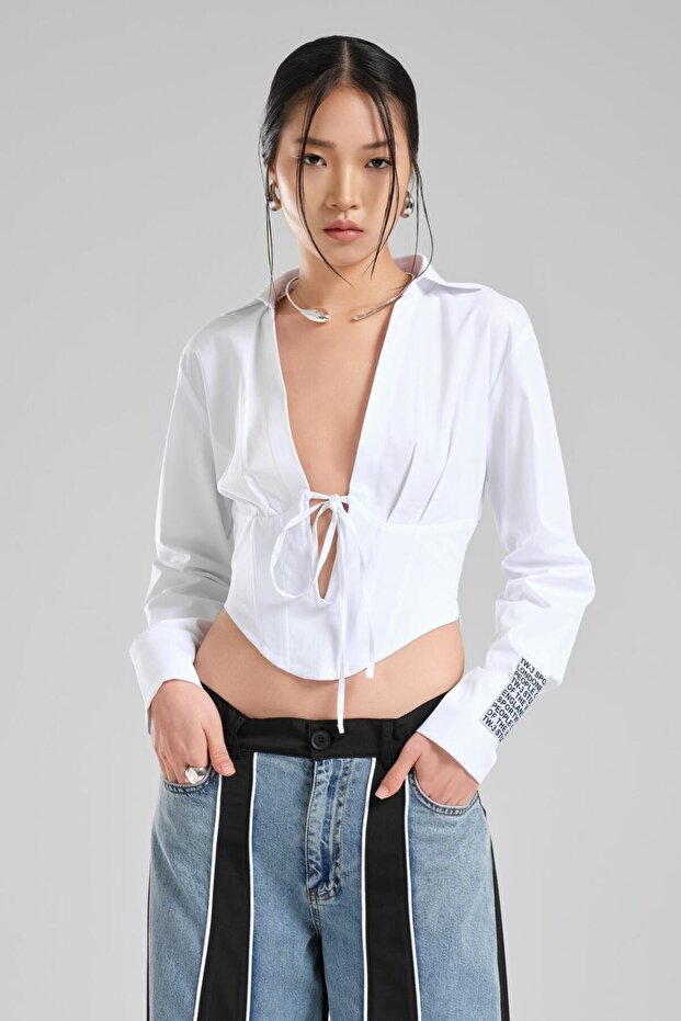 Women's Corset Detailed Design Shirt