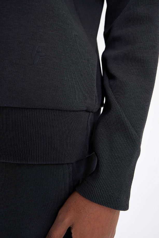 DeFactoFit Standart Fit Kapüşonlu Skuba Dalgıç Kumaş Sporcu Basic Düz Sweatshirt C2290AX24SP - 6