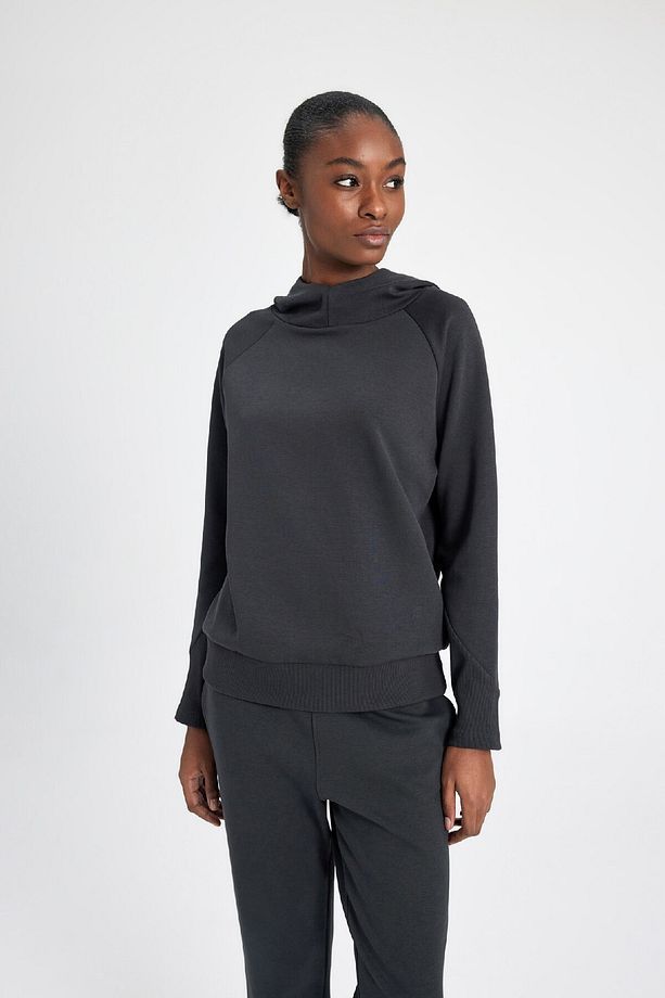 DeFactoFit Standart Fit Kapüşonlu Skuba Dalgıç Kumaş Sporcu Basic Düz Sweatshirt C2290AX24SP - 3