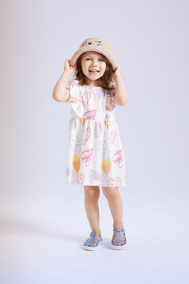 Kız Bebek Kalp Desenli Kısa Kollu Elbise C2393A524SM - 2