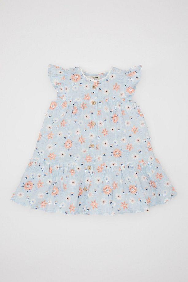 Kız Bebek Çiçekli Kolsuz Poplin Elbise C2413a524sm - 1