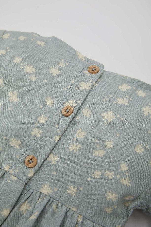 Kız Bebek Çiçekli Uzun Kollu Twill Elbise C2411a524sp - 2