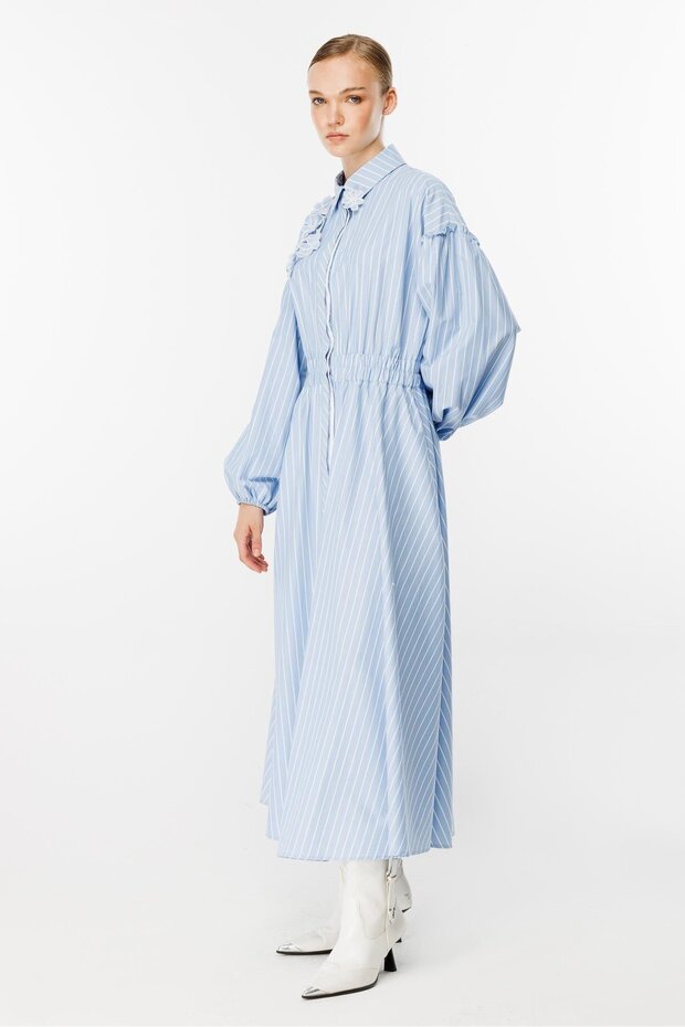 Elbise Mavi Kalın Çizgili - 2