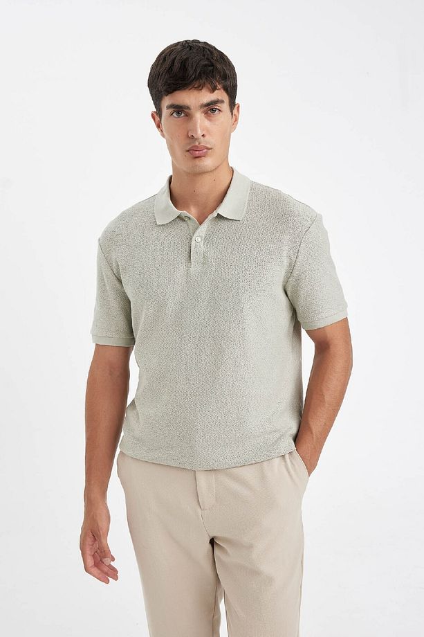 Regular Fit Kısa Kollu Krep Polo Tişört C4149AX24SM - 1