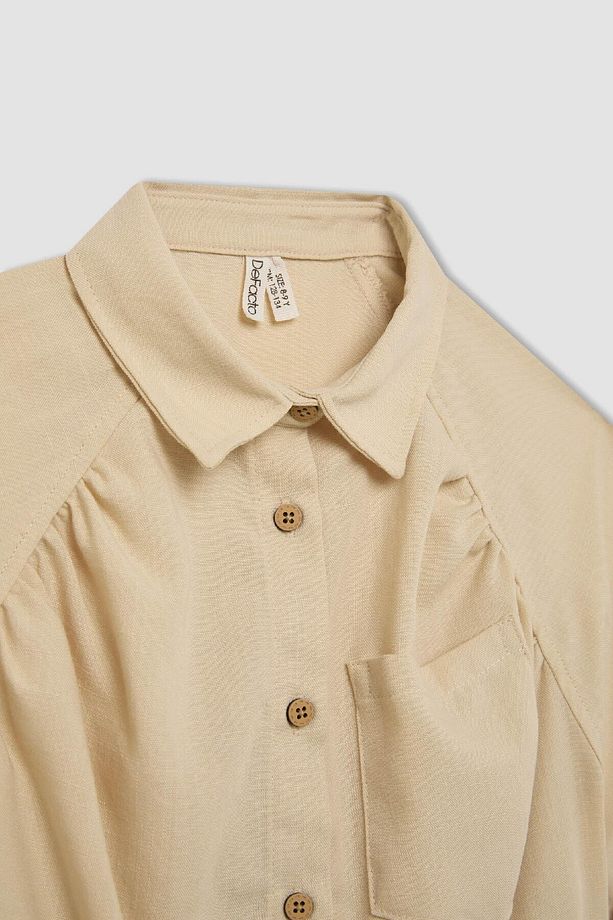 Kız Çocuk Cropped Fit Pamuklu Kısa Kollu Gömlek C4272a824sm - 7