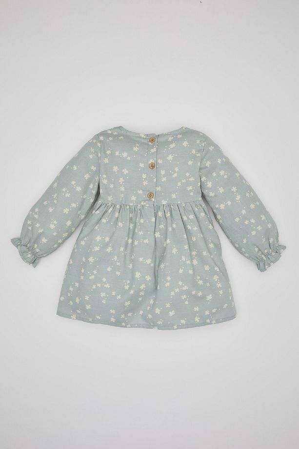 Kız Bebek Çiçekli Uzun Kollu Twill Elbise C2411a524sp - 5