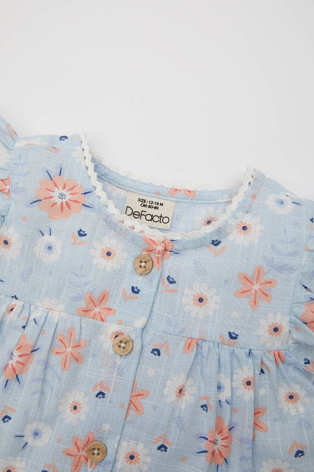 Kız Bebek Çiçekli Kolsuz Poplin Elbise C2413a524sm - 2