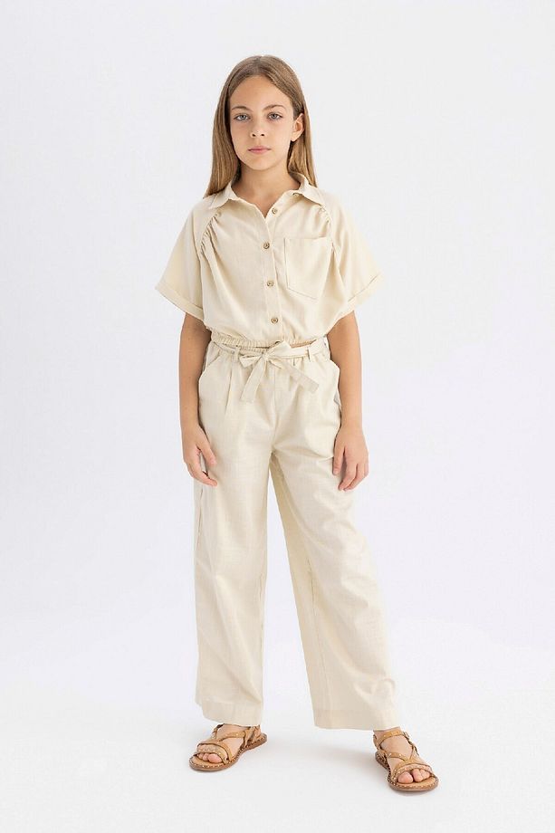Kız Çocuk Cropped Fit Pamuklu Kısa Kollu Gömlek C4272a824sm - 2