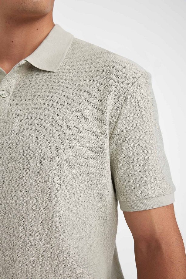 Regular Fit Kısa Kollu Krep Polo Tişört C4149AX24SM - 6